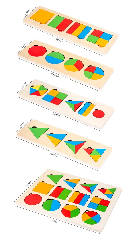 Детские геометрические формы, деревянные пазлы Монтессори, развивающие игрушки для малышей