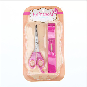 Juego de tijeras para recortar el cabello con tijeras de entresacar para flequillo, herramientas de peluquería, punta roma de acero inoxidable, mango largo - Product Image 4