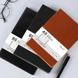 Cuaderno de Cuero PU Suave A5 B5, Cuaderno de Trabajo Grueso Negro para Oficina y Negocios, Libro de Registro de Reuniones, Cuaderno de Tapa Blanda - Product Image 1