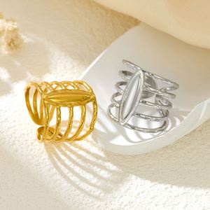 European American Trend Geometric Open Design Women's Stainless Steel Hollow <b>Finger</b> <b>Ring</b> Exquisite Atmosphere Food Spot - Product Image 1