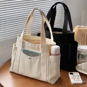 2024 New Bags Women Canvas Foldable Large Tote Bag for School Shoulder Bag Top Handle Handbag for Travel Work Gym