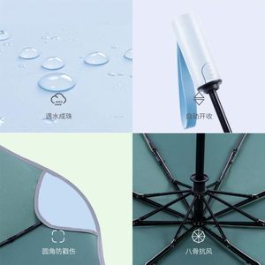 Parapluie à trois plis avec coins arrondis, bande réfléchissante et logo personnalisé - Product Image 4