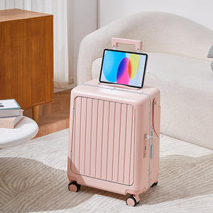 Vente en gros d'usine de valises de luxe à roulettes rigides en PC avec porte-siège confortable et ouverture dans le cadre en aluminium valises mignonnes pour bébés - Product Image 4