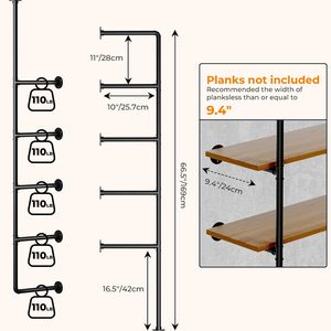 5 niveaux noir Vintage rétro mural industriel montage mural fer tuyau étagère bricolage ouvert étagère <span class=keywords><strong>plafond</strong></span> suspendu étagère - Product Image 2