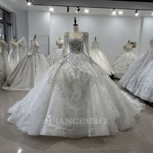 สำหรับ XS172แจนเซมเบอร์ชุดแต่งงานชุดแต่งงานชุดแต่งงานสไตล์วินเทจทันสมัยประดับด้วยเลื่อมลูกไม้หางยาวประดับด้วยเลื่อมคริสตัล - Product Image 1