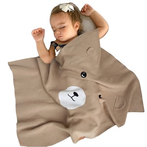 Baby Knitting <strong>Blanket</strong> Jacquard Cute <strong>Bear</strong> Design Soft Cotton Kids Nap <strong>Blankets</strong> - Product Image 1