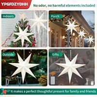 Lot de 3 lanternes en papier étoile de 23 pouces, lumières LED, design suspendu à 7 points, télécommande, blanc, lanterne en papier 3D pour Noël, anniversaire