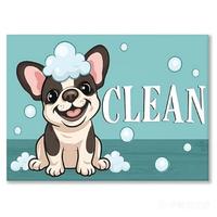 Panneau magnétique rectangulaire double face durable avec motif de chien de dessin animé pour signaler l'état propre ou sale des vaisselles, adapté aux lave-vaisselle, lave-linge et cuisine