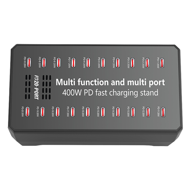 400W Gan PD Fast Charger 20-Port PD 20W Charging Stand USB C Charger Compatible Phone Quick Charger for Laptop Scooter Us