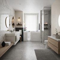 Baignoire en acrylique à accès direct 53" x 27" avec vidange à gauche, jets de massage à air et remous, remplissage rapide, douchette à main, aromathérapie et éclairage LED