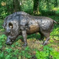 Statue de sanglier sauvage en bronze coulé pour jardin extérieur, sculpture animale en bronze représentant une faune sauvage