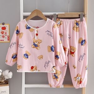Nuovi <span class=keywords><strong>Pigiami</strong></span> Estivi in Cotone e Seta per Bambini, Set di Abbigliamento Casual con Motivi Cartoon per Ragazzi e Ragazze - Product Image 1