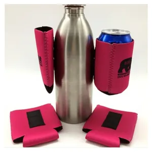 Customized Logo Printed Collapsible Insulated Neoprene Magnetic 12oz Coozies Beer Can Cooler Stubby Holder With Magnets