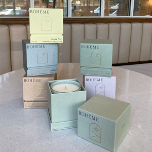 Vente <span class=keywords><strong>en</strong></span> gros de boîtes à bougies <span class=keywords><strong>en</strong></span> <span class=keywords><strong>papier</strong></span> cadeau avec logo personnalisé pot d'emballage avec couvercle et oz vide ensemble de carton rigide carré noir blanc - Product Image 1