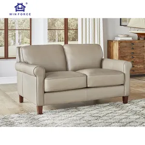 Winforce küçük boyutu 2 koltuklu Pu deri ofis kanepeler aşk koltuk lüks Modern tasarımcı ahşap kanepeler ev için
