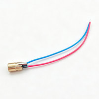 Module de diode laser à point rouge 5V 650nm 5mW, tête laser en laiton de 6mm avec fils de connexion rouge et bleu