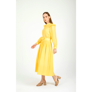 Abito Giallo Perfetto per il Picnic <span class=keywords><strong>Ruya</strong></span> con Volant, Vestito in Cotone a Strati Vestibilità Ampia per Esterni - Product Image 3