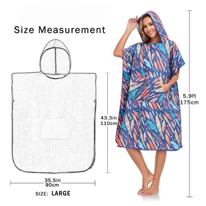 Custom Logo Surf <b>Changing</b> Towel Swim <b>Robe</b> with Pocket Microfiber Suede <b>Beach</b> Towel Hoodie - Product Image 5