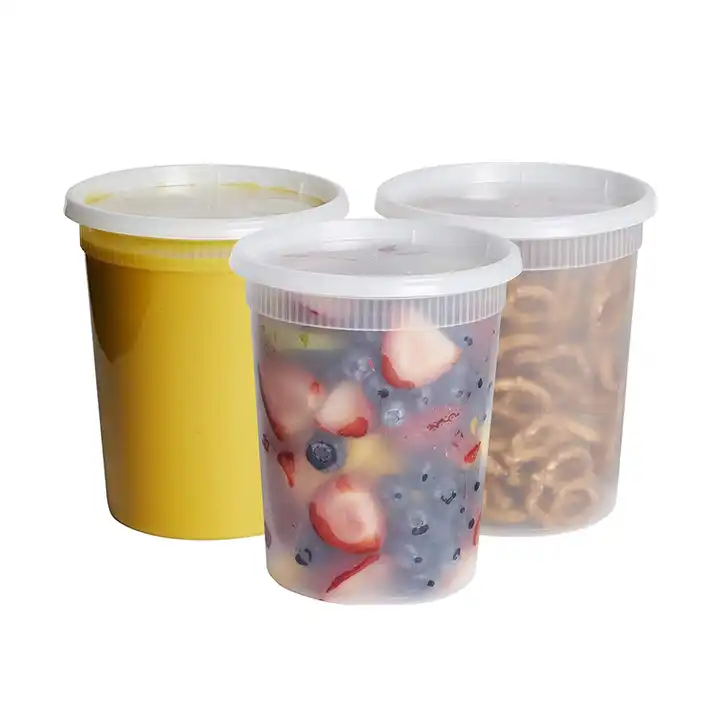 16 oz Round Deli Food/Soup Storage Containers w/ Lids Microwavable Clear  Plastic