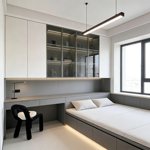 Cama de Madera Personalizada con Espacio de Almacenamiento <span class=keywords><strong>para</strong></span> Dormitorios Pequeños, Armario de Almacenamiento Moderno <span class=keywords><strong>para</strong></span> Apartamentos y Villas, Mueble de Hogar - Product Image 2