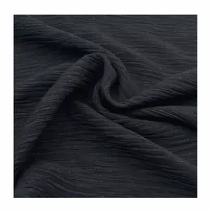 Wholesale Rayon Viscose Silk Jacquard Fabric Custom Crinkle Silver Metallic Pleated Fabric Crepe For Women Garment