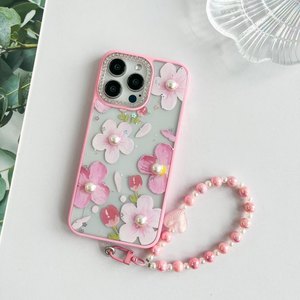 Sang Trọng Ngọc Trai Kim Cương Nhựa Charms Bow Điện Thoại Trong Suốt Trường Hợp Đối Với iPhone 17 16 15 14 13 Pro Max Chống Sốc TPU Rõ Ràng Cover Quay Lại - Product Image 2