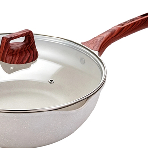 Poêle Wok Commerciale avec Couvercle, Revêtement Antiadhésif en Aluminium Sans PFOA, pour Cuisine Quotidienne à Domicile, Logo Personnalisé - Product Image 4