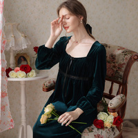 Robe de nuit longue en polaire pour femme, style princesse vintage français, rouge, pour l'hiver, vêtement de détente chaud