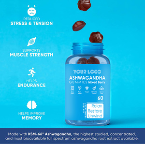 Tự nhiên hỗn hợp berry KSM-66 Ashwagandha chiết xuất từ rễ bổ sung Gummies với Vitamin D thảo dược thư giãn và thư giãn cho người lớn - Product Image 2