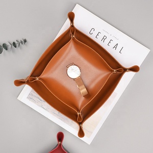 Bandeja organizadora de moedas dobrável, bandeja de couro pu para organizar doces, hotel, viagem, casa - Product Image 3