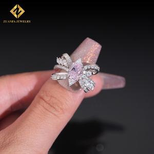 Anillos de Diamantes en Oferta, Juego de Anillos de Diamantes Redondos de Lujo con Brillantes Diamantes Rosas VVS para Mujer - Product Image 5