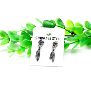 Pendientes de plumas de acero inoxidable yunique para fiesta, joyería para mujeres y hombres, Material de acero inoxidable - Product Image 1