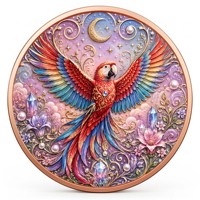 Pièce de monnaie en cuivre pur 999 de 1 oz, série Relief Animalier, Oiseau Coloré en Relief 3D, Édition de Collection UV Colorée
