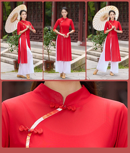 Abito Qipao Tradizionale Cinese 2026 per Danza Popolare, con <span class=keywords><strong>Pantaloni</strong></span>, Elegante per Pratica e Performance sul Palco - Product Image 3