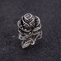 Parures de bijoux en forme de rose noire pour femmes, collier, boucles d'oreilles et bague vintage, cadeau élégant pour fête/mariage
