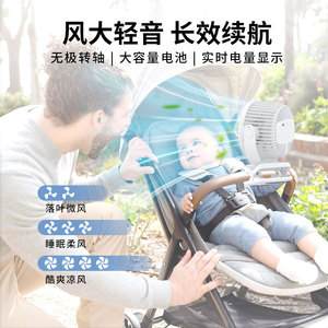 Customized 4 Inch Magnetic Clip Fan Digital <b>Display</b> USB Charging Brushless Motor Baby Stroller Desktop Portable White Black - Product Image 3