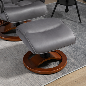 Modern Design One-Seater Massage <strong>Recliner</strong> <strong>Chair</strong> with Extendable Ottoman <strong>Grey</strong> Leather and Metal Frame Contemporary Sofa <strong>Chair</strong> - Product Image 3