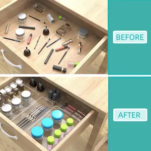 Ensemble d'organisateurs de tiroirs multifonctionnels 6/13/28 pièces, 4 tailles, organiseur de tiroir de salle de bain, plateau organisateur de comptoir, organiseur de bureau - Product Image 3