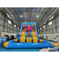 2025 toboggan gonflable commercial en PVC de jeu d'eau populaire avec piscine d'eau et souffleur d'air pour enfants adultes comprend des kits de réparation
