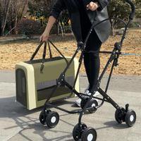 Poussette pour animaux de compagnie avec sac de transport détachable | Absorption des chocs | Poussette pour chien avec laisse de sécurité en Oxford 300D, disponible en version OEM