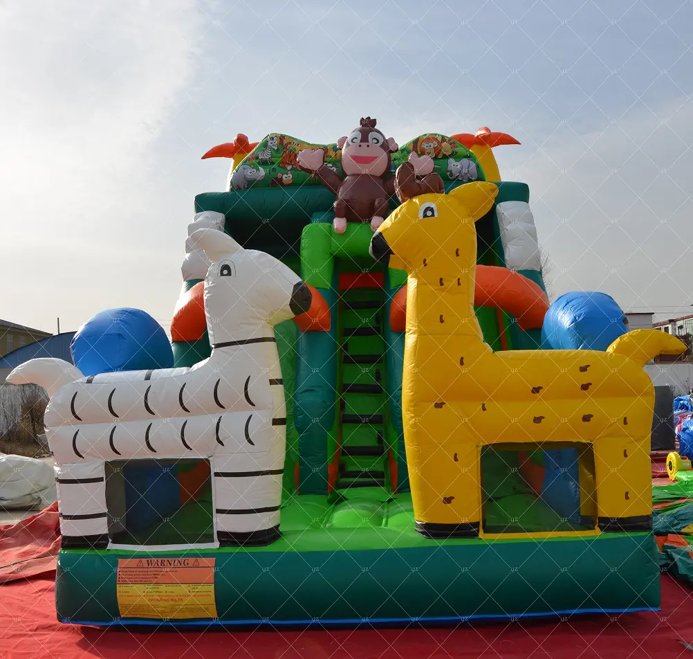 Kommerzielles Outdoor-PVC-Sprungschloss Tierthema Giraffe Sprungschloss Rutschen-Kombination Kinder