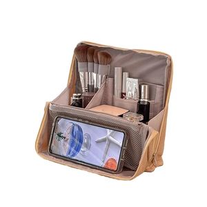 Portable Cosmetic Bag, Large Capacity Travel <b>Makeup</b> <b>Case</b> Organizer Women Toiletry Bag Traveling With Handle and Divider - Product Image 1