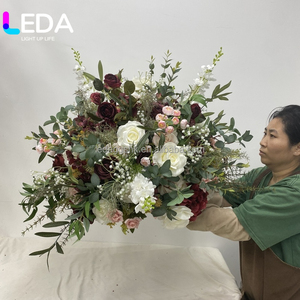 LEDA Mariage – Bouquet de fleurs artificielles en soie blanches de 60 cm avec feuilles vertes, qualité supérieure, fait main, qualité Classa - Product Image 1