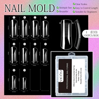 Boîte de 120 moules à ongles réutilisables double usage, forme trapézoïdale transparente, avec lignes graduées, pour extension d'ongles en polygel, pour salon de manucure