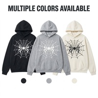 Özel OEM ODM Örümcek Ağı Baskılı Siyah Kapüşonlu Erkek Sokak Giyim Tarzı Büyük Beden Sweatshirt Toptan Fabrika