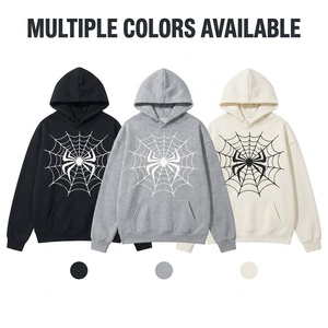<span class=keywords><strong>Felpa</strong></span> con Cappuccio Nera Personalizzata OEM ODM con Stampa Ragnatela, Streetwear da <span class=keywords><strong>Uomo</strong></span>, Pullover Oversize, Produzione all'Ingrosso - Product Image 3