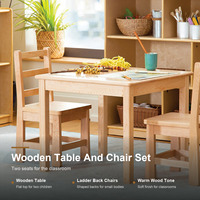Ensemble table, chaise et tabouret en bois pour enfants d'âge préscolaire, avec dossier en échelle, mobilier Montessori pour garderie, crèche et salle de classe