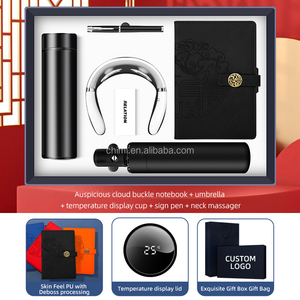 Grande boîte cadeau d'entreprise publicitaire pour articles d'affaires tasse + stylo + masseur <span class=keywords><strong>de</strong></span> cou + cahier A5 + parapluie Logo personnalisé combiner coffret cadeau - Product Image 4
