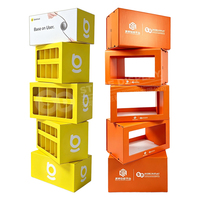 Présentoir de sol modulaire vertical multicouche en carton, personnalisé en usine, empilable, facile à assembler, avec pelliculage mat, pour promotion au point de vente (FSDU)