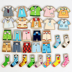 Niños Educación Temprana Diversión Ropa colgante Forma de juguete Color Ropa de madera cognitiva Juguete a juego Niños Juguetes educativos de madera - Product Image 6